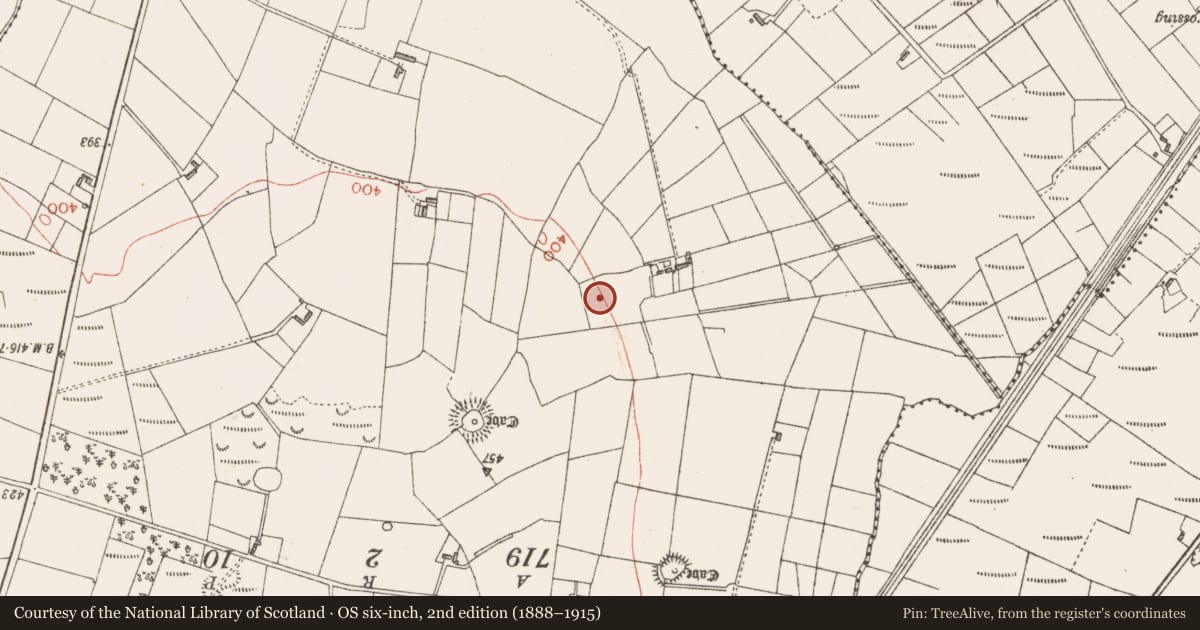 Ordnance Survey six-inch map, 2nd edition (1888–1915) covering the location of Ringfort - cashel, Kilvarnet North, County Sligo, with a pin at the register's coordinates