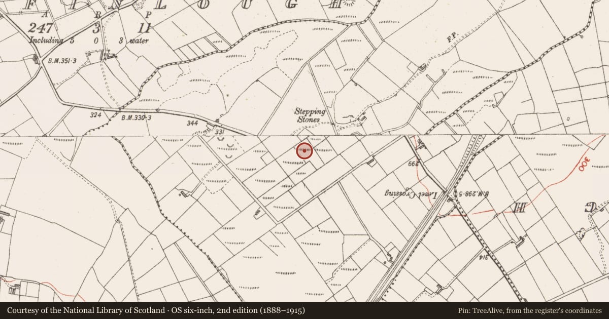 Ordnance Survey six-inch map, 2nd edition (1888–1915) covering the location of Ecclesiastical enclosure, Kilvarnet North, County Sligo, with a pin at the register's coordinates