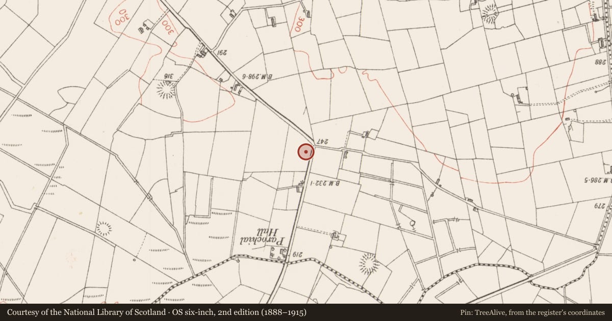 Ordnance Survey six-inch map, 2nd edition (1888–1915) covering the location of Ringfort - rath, Carrownaworan, County Sligo, with a pin at the register's coordinates