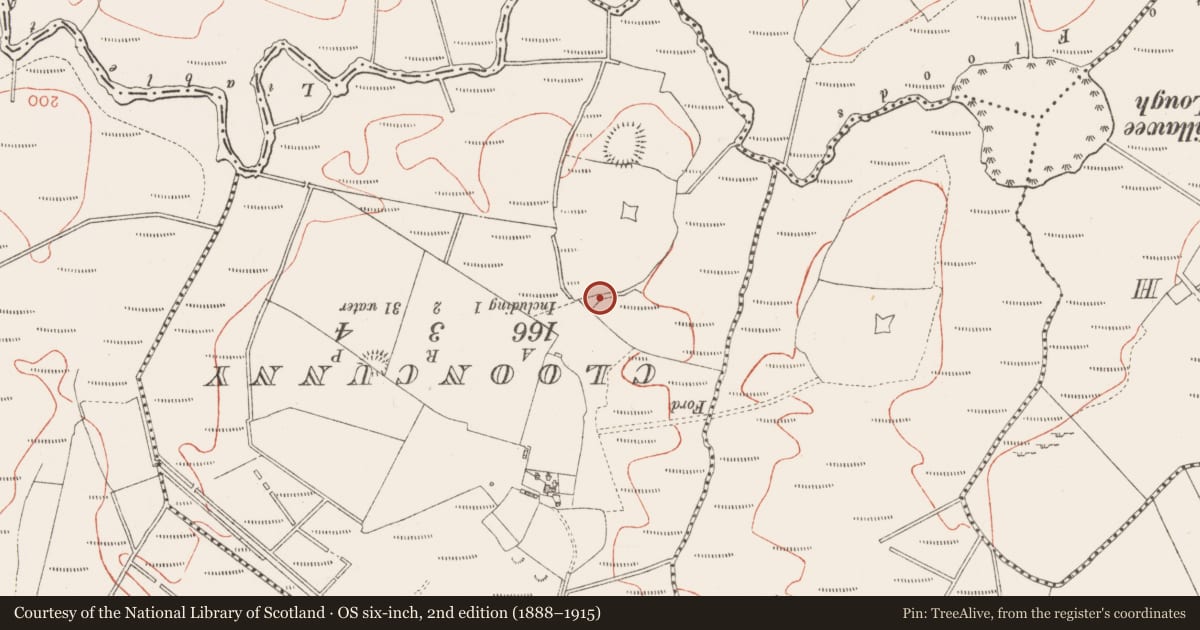 Ordnance Survey six-inch map, 2nd edition (1888–1915) covering the location of Ringfort - rath, Carnyara, County Sligo, with a pin at the register's coordinates