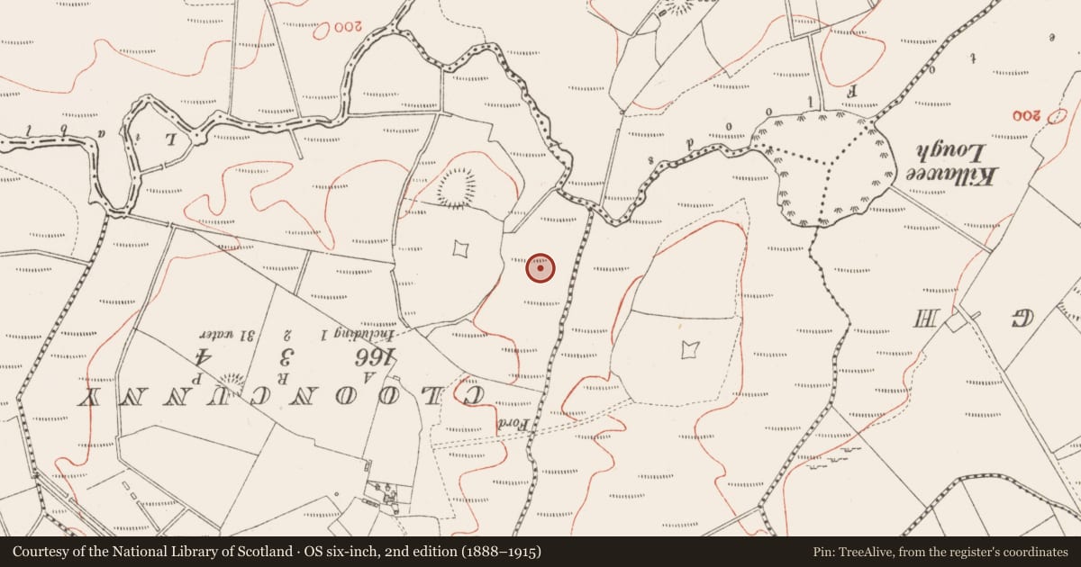 Ordnance Survey six-inch map, 2nd edition (1888–1915) covering the location of Souterrain, Carnyara, County Sligo, with a pin at the register's coordinates