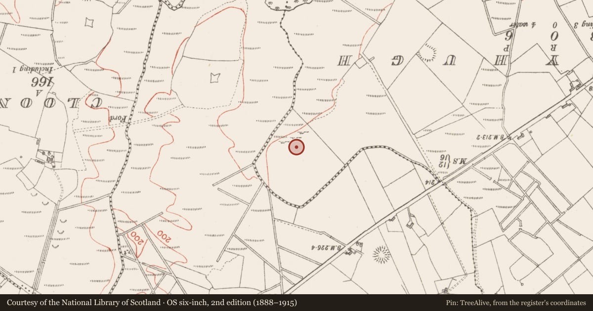 Ordnance Survey six-inch map, 2nd edition (1888–1915) covering the location of Barrow - bowl-barrow, Carnyara, County Sligo, with a pin at the register's coordinates