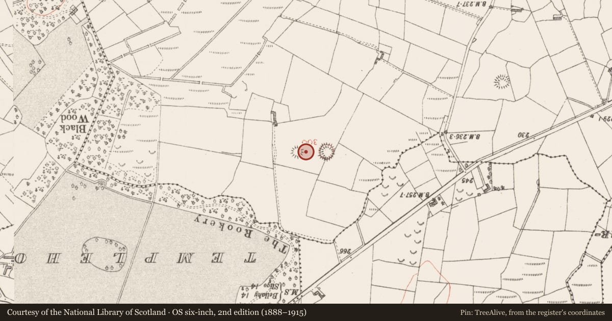 Ordnance Survey six-inch map, 2nd edition (1888–1915) covering the location of Ringfort - rath, Carraun, County Sligo, with a pin at the register's coordinates