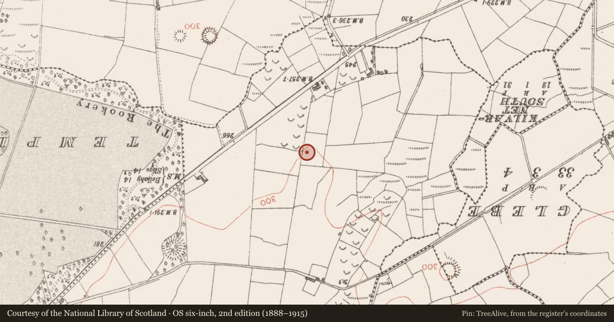 Ordnance Survey six-inch map, 2nd edition (1888–1915) covering the location of Ringfort - rath, Carraun, County Sligo, with a pin at the register's coordinates