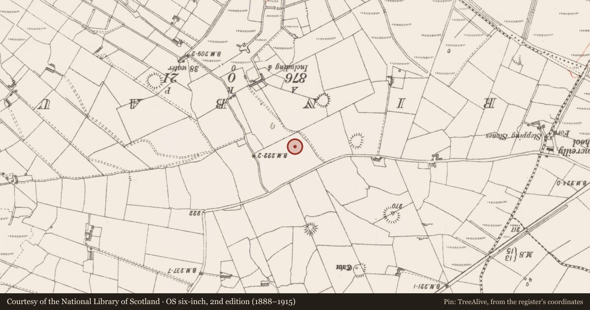 Ordnance Survey six-inch map, 2nd edition (1888–1915) covering the location of Ringfort - rath, Mullaghanarry, County Sligo, with a pin at the register's coordinates