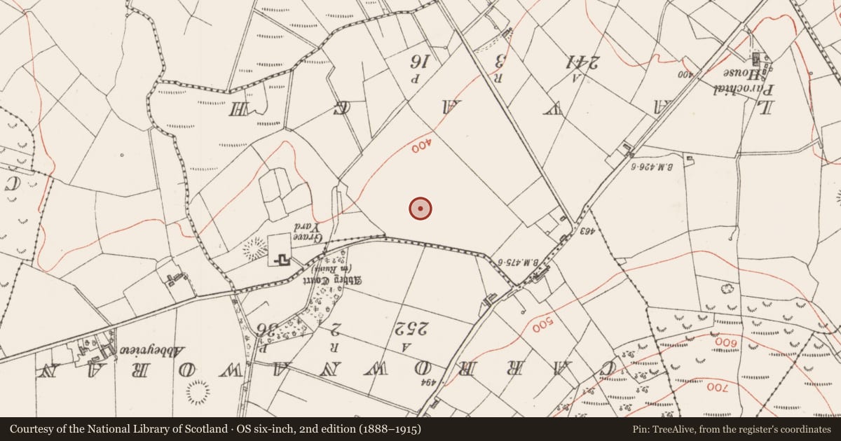 Ordnance Survey six-inch map, 2nd edition (1888–1915) covering the location of Ringfort - rath, Achonry, County Sligo, with a pin at the register's coordinates