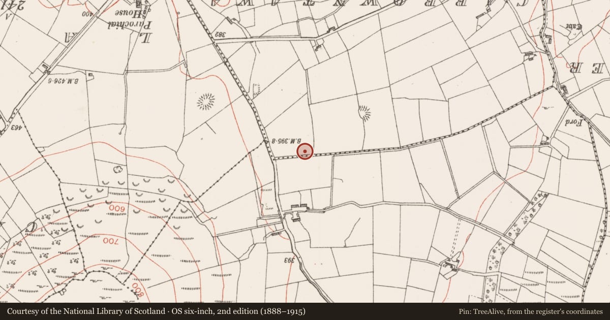 Ordnance Survey six-inch map, 2nd edition (1888–1915) covering the location of Ringfort - rath, Achonry, County Sligo, with a pin at the register's coordinates