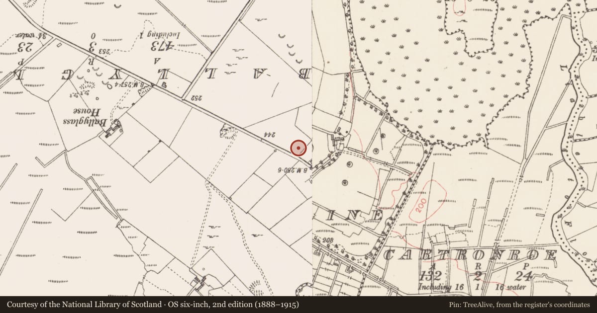 Ordnance Survey six-inch map, 2nd edition (1888–1915) covering the location of Enclosure, Drumraine, County Sligo, with a pin at the register's coordinates