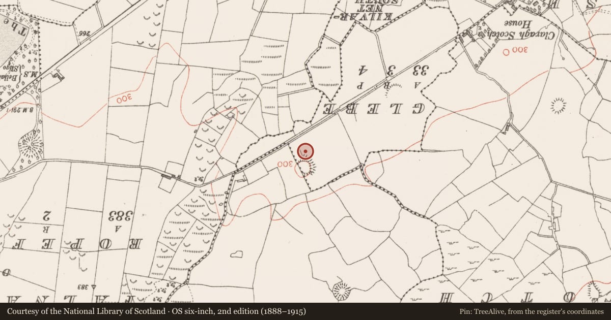 Ordnance Survey six-inch map, 2nd edition (1888–1915) covering the location of Souterrain, Tobertelly, County Sligo, with a pin at the register's coordinates