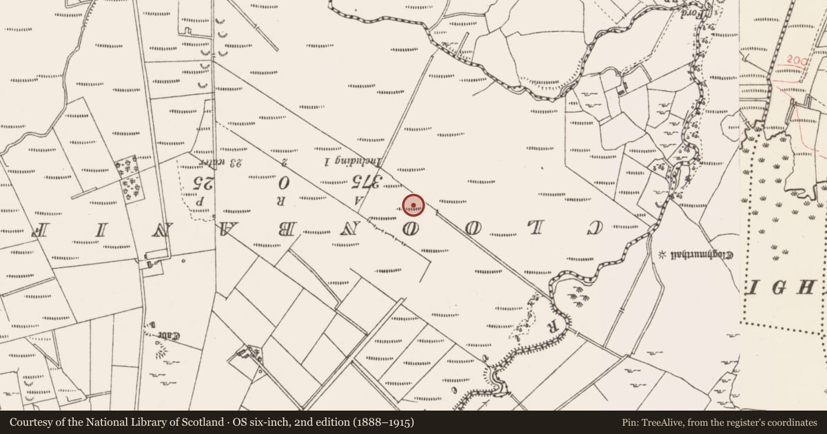 Ordnance Survey six-inch map, 2nd edition (1888–1915) covering the location of Crannog, Lislea, County Sligo, with a pin at the register's coordinates