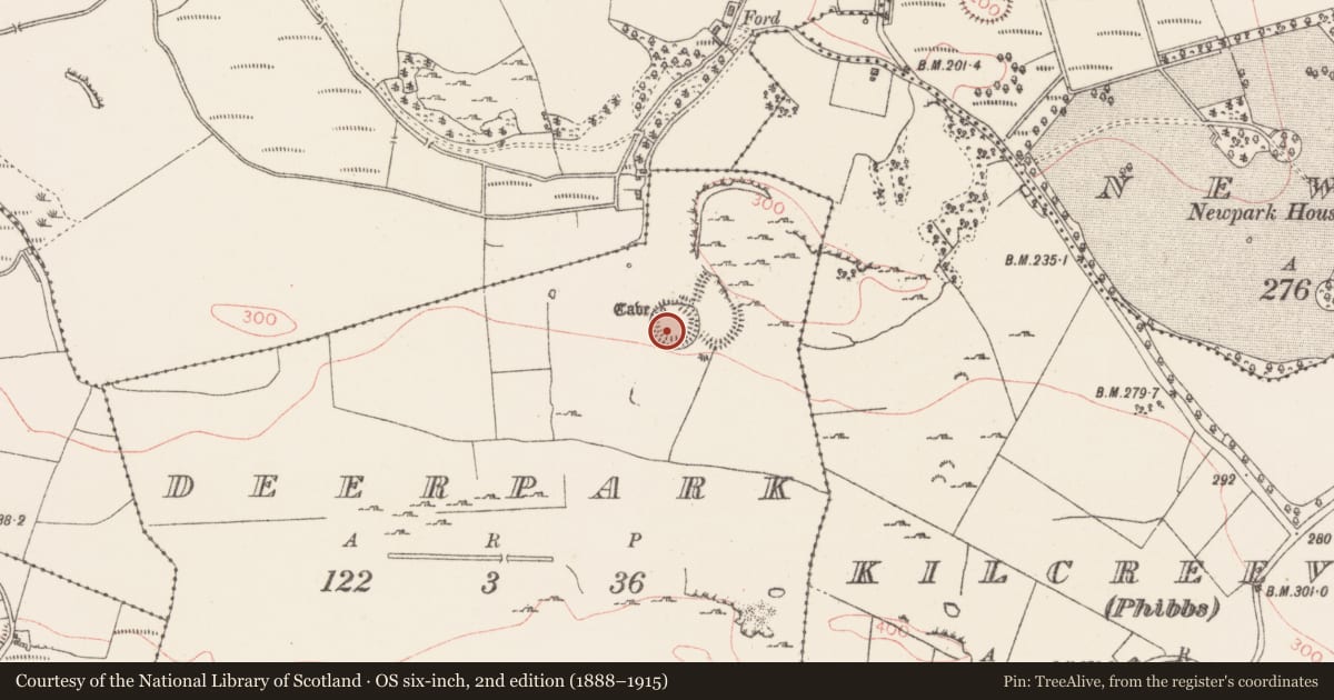 Ordnance Survey six-inch map, 2nd edition (1888–1915) covering the location of Ringfort - rath, Deerpark, County Sligo, with a pin at the register's coordinates