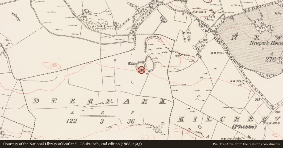 Ordnance Survey six-inch map, 2nd edition (1888–1915) covering the location of Hut site, Deerpark, County Sligo, with a pin at the register's coordinates
