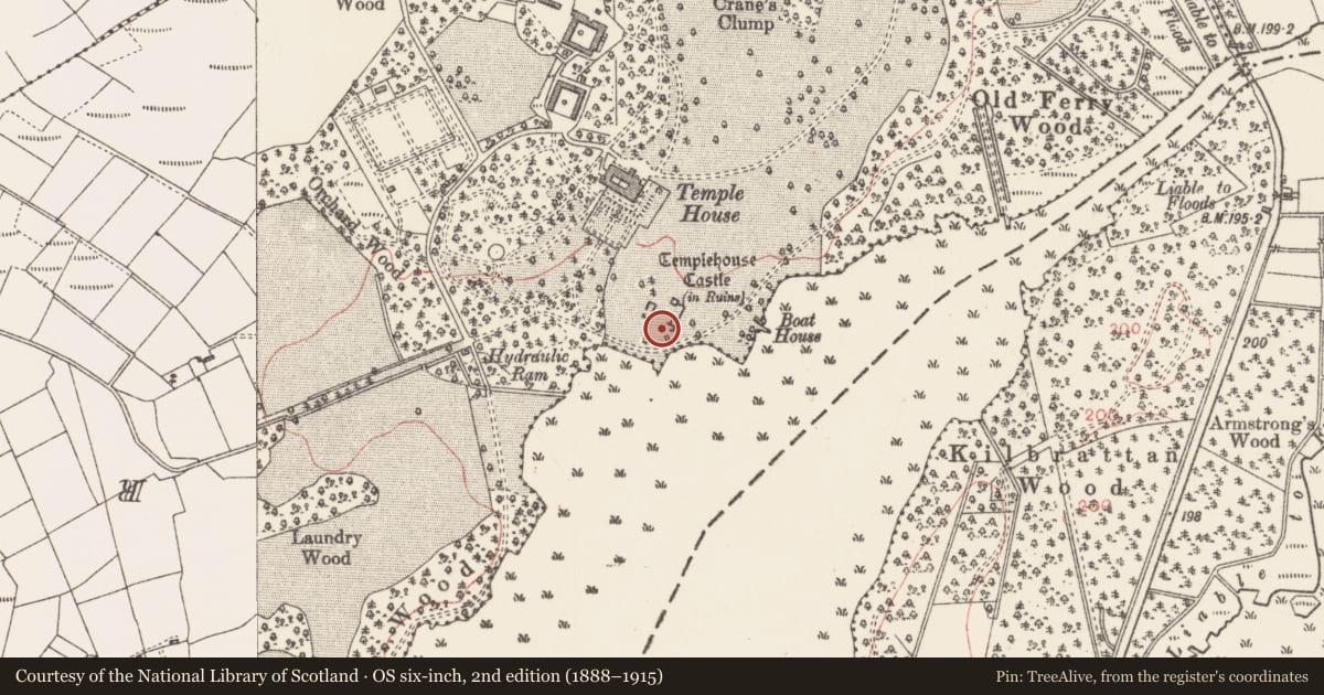 Ordnance Survey six-inch map, 2nd edition (1888–1915) covering the location of House - 17th century, Templehouse Demesne, County Sligo, with a pin at the register's coordinates