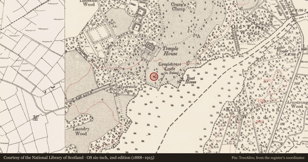 Ordnance Survey six-inch map, 2nd edition (1888–1915) covering the location of Religious house - Knights Templars, Templehouse Demesne, County Sligo, with a pin at the register's coordinates