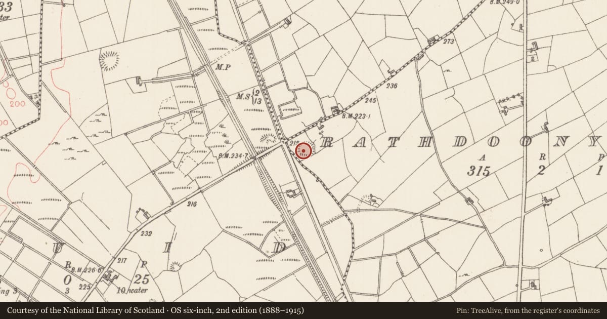 Ordnance Survey six-inch map, 2nd edition (1888–1915) covering the location of Ringfort - rath, Rathdoony Beg, County Sligo, with a pin at the register's coordinates