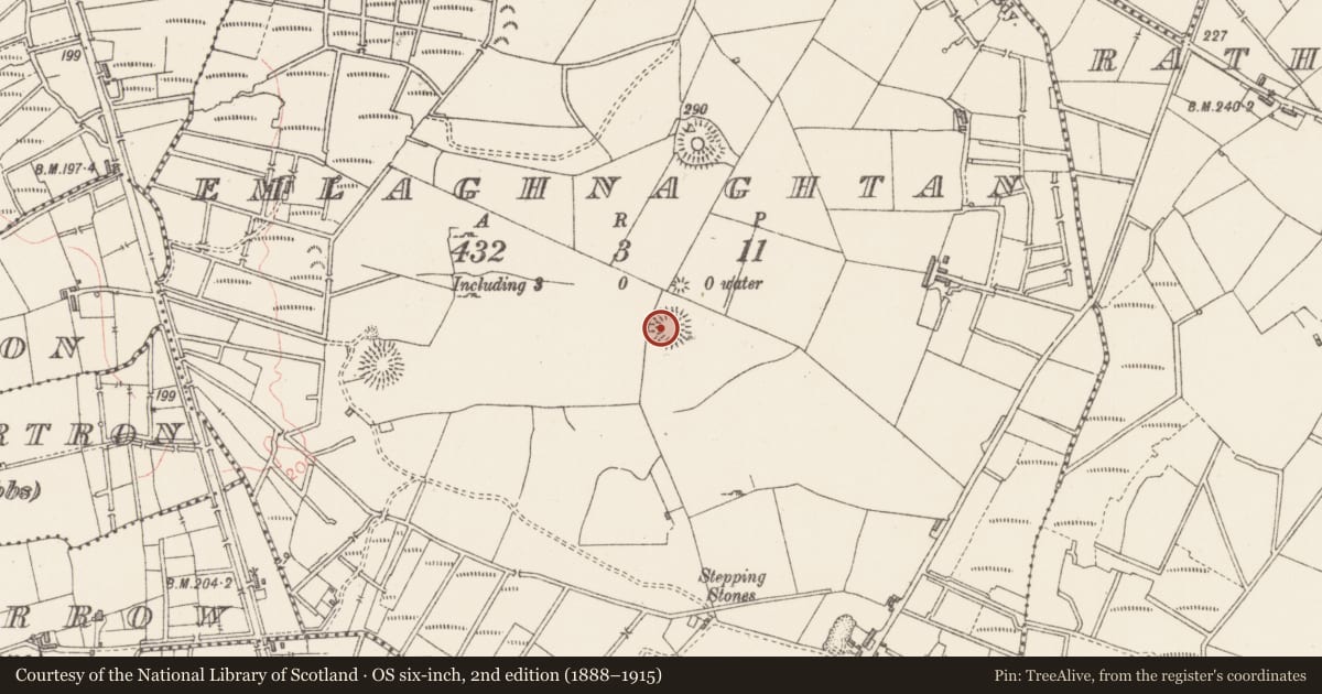 Ordnance Survey six-inch map, 2nd edition (1888–1915) covering the location of Ringfort - rath, Emlaghnaghtan, County Sligo, with a pin at the register's coordinates