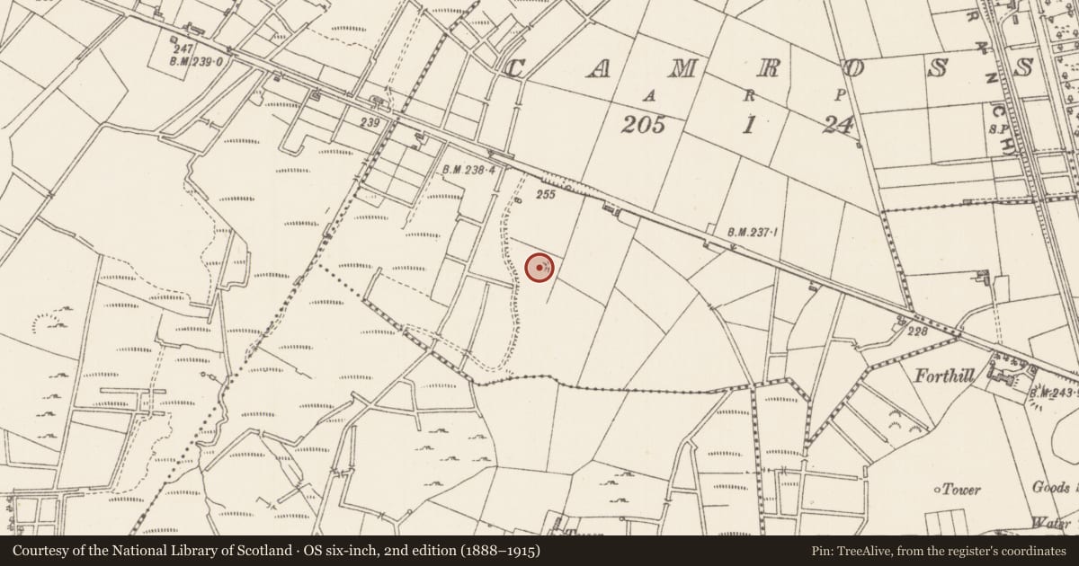 Ordnance Survey six-inch map, 2nd edition (1888–1915) covering the location of Barrow - bowl-barrow, Camross, County Sligo, with a pin at the register's coordinates