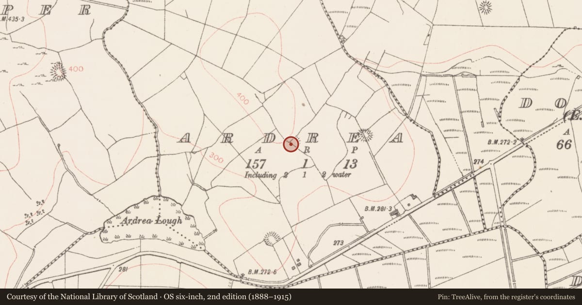 Ordnance Survey six-inch map, 2nd edition (1888–1915) covering the location of Ringfort - rath, Ardrea, County Sligo, with a pin at the register's coordinates