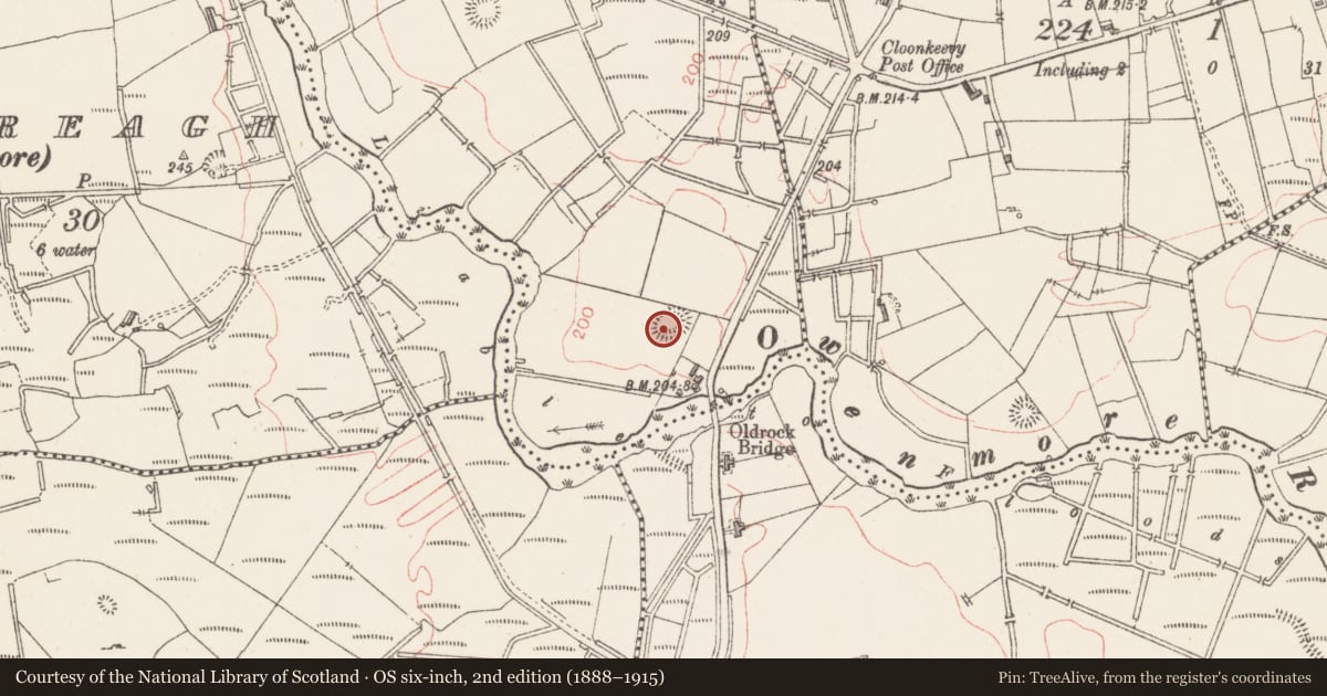 Ordnance Survey six-inch map, 2nd edition (1888–1915) covering the location of Ringfort - rath, Carrowkeel, County Sligo, with a pin at the register's coordinates