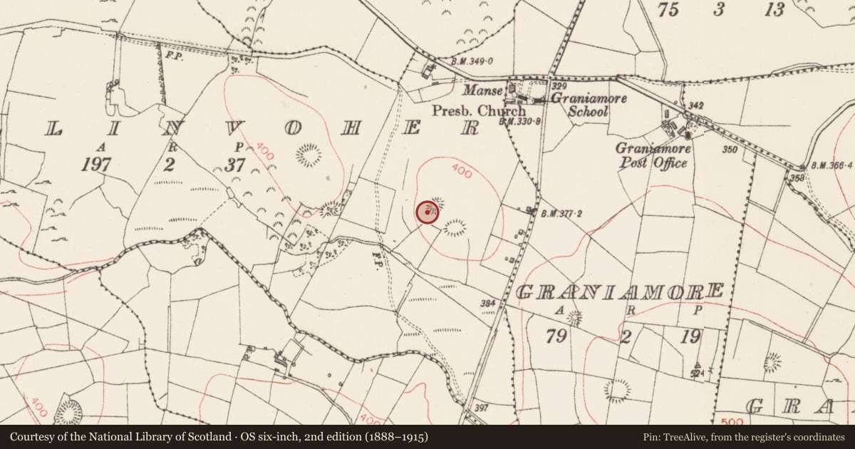 Ordnance Survey six-inch map, 2nd edition (1888–1915) covering the location of Ringfort - rath, Ballinvoher, County Sligo, with a pin at the register's coordinates