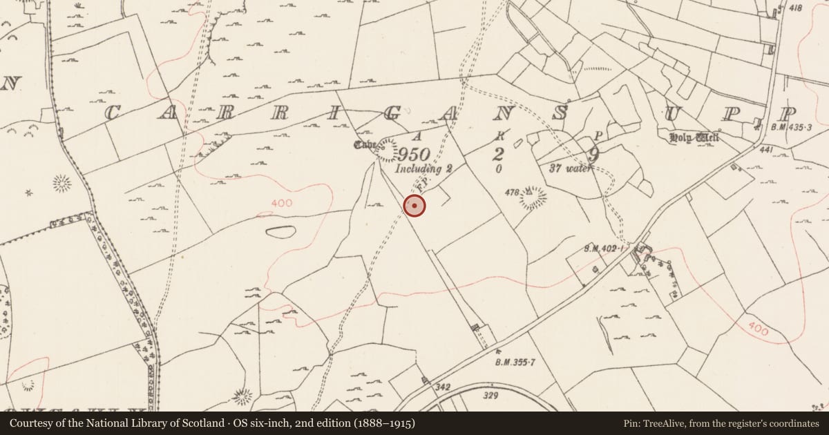 Ordnance Survey six-inch map, 2nd edition (1888–1915) covering the location of House - 18th/19th century, Carrigans Upper, County Sligo, with a pin at the register's coordinates