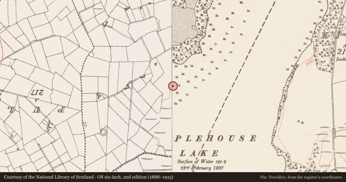 Ordnance Survey six-inch map, 2nd edition (1888–1915) covering the location of Crannog, Templehouse Lake, County Sligo, with a pin at the register's coordinates