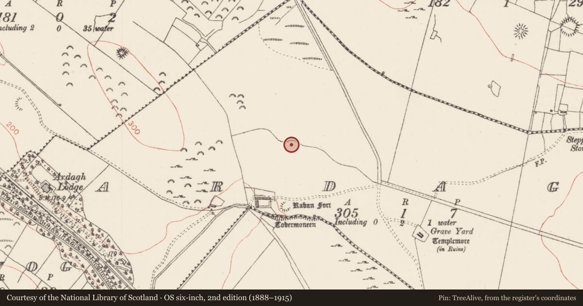 Ordnance Survey six-inch map, 2nd edition (1888–1915) covering the location of Enclosure, Ardagh, County Sligo, with a pin at the register's coordinates