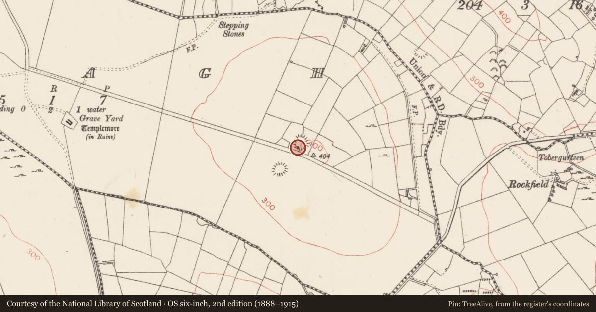 Ordnance Survey six-inch map, 2nd edition (1888–1915) covering the location of Ringfort - rath, Ardagh, County Sligo, with a pin at the register's coordinates