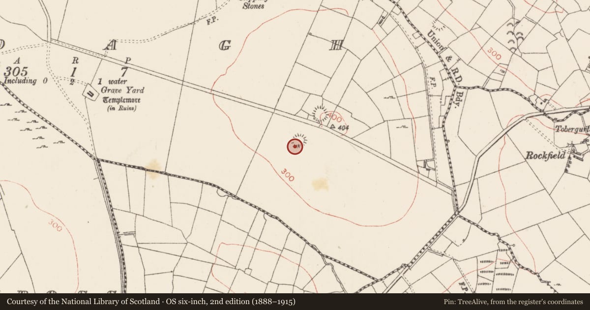 Ordnance Survey six-inch map, 2nd edition (1888–1915) covering the location of Ringfort - rath, Ardagh, County Sligo, with a pin at the register's coordinates
