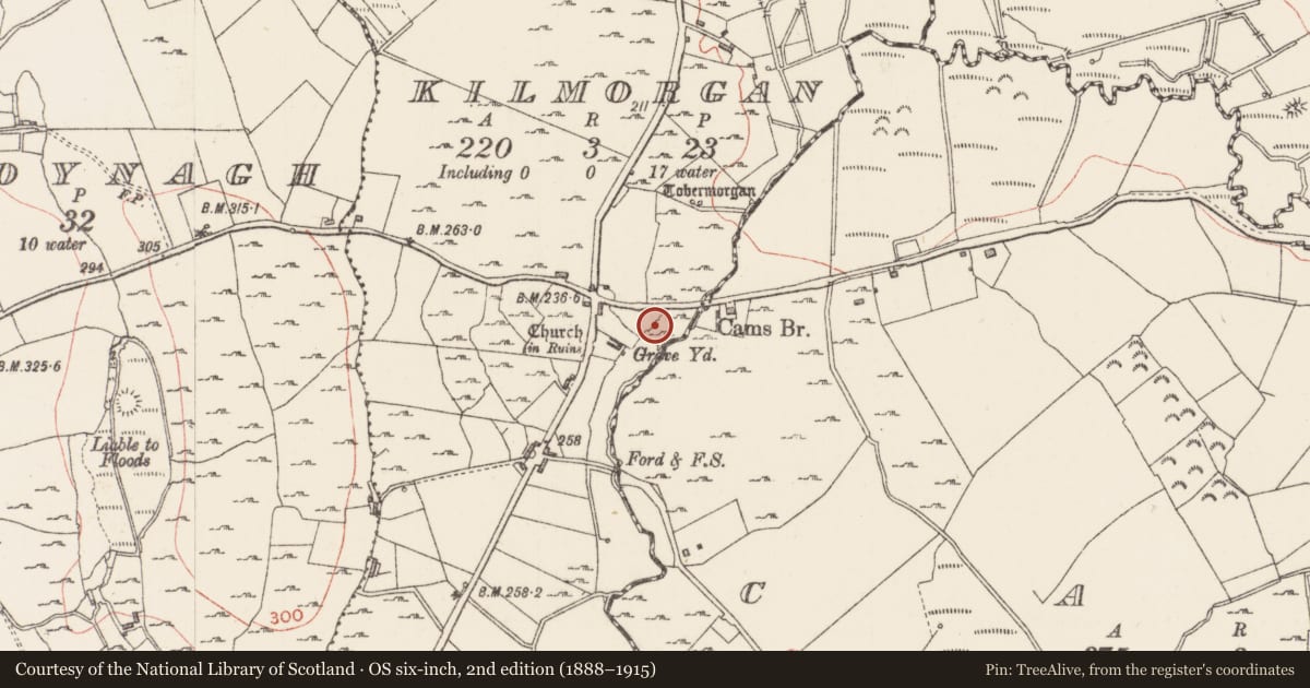 Ordnance Survey six-inch map, 2nd edition (1888–1915) covering the location of Mill - unclassified, Kilmorgan, County Sligo, with a pin at the register's coordinates