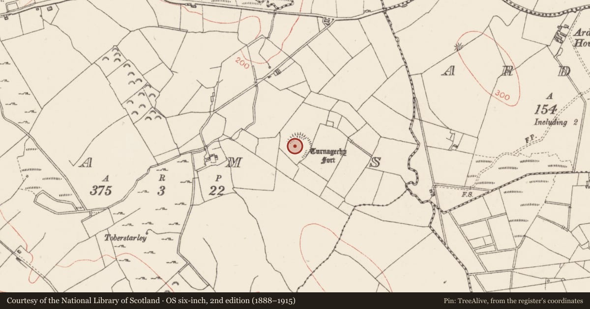 Ordnance Survey six-inch map, 2nd edition (1888–1915) covering the location of Ringfort - rath, Cams, County Sligo, with a pin at the register's coordinates
