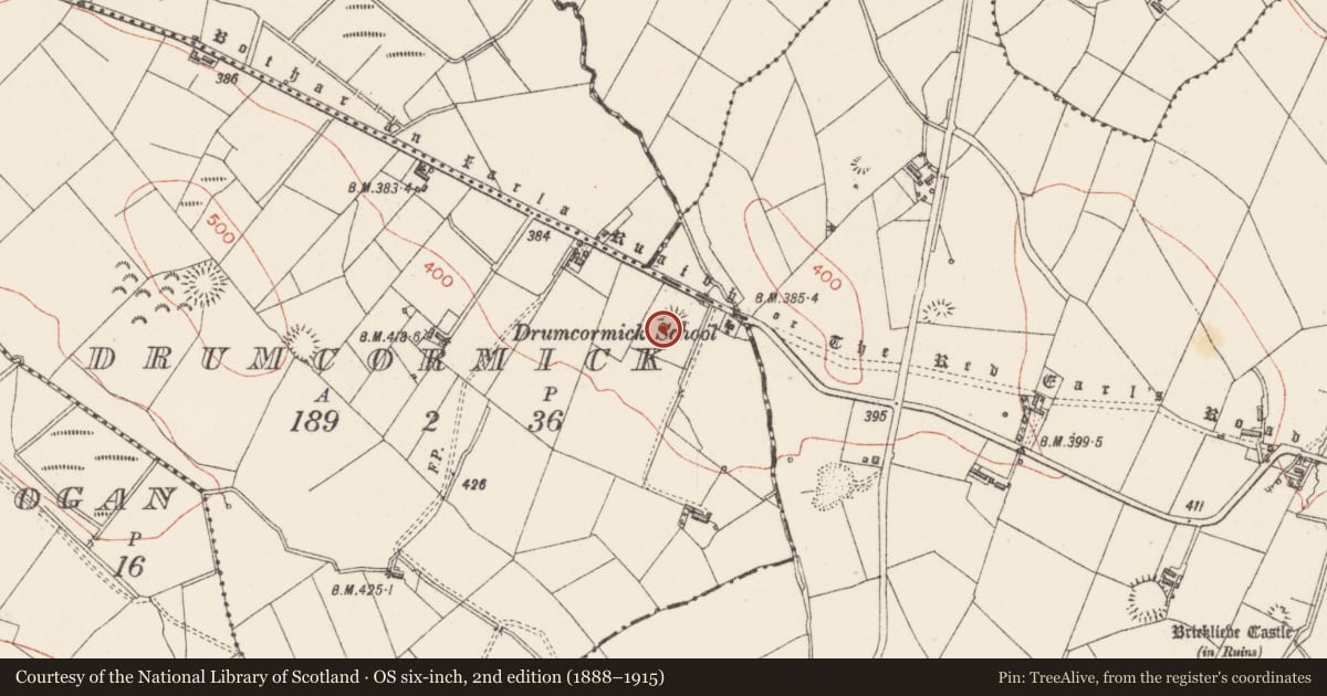Ordnance Survey six-inch map, 2nd edition (1888–1915) covering the location of Ringfort - rath, Drumcormick, County Sligo, with a pin at the register's coordinates