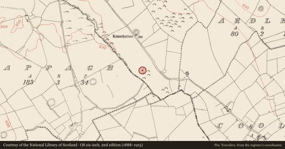Ordnance Survey six-inch map, 2nd edition (1888–1915) covering the location of Enclosure, Cams, County Sligo, with a pin at the register's coordinates
