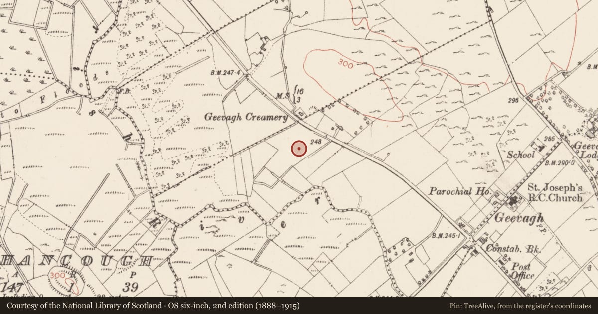 Ordnance Survey six-inch map, 2nd edition (1888–1915) covering the location of Enclosure, Straduff, County Sligo, with a pin at the register's coordinates