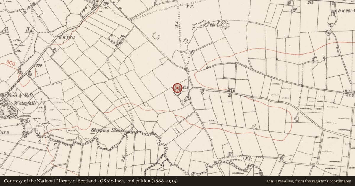 Ordnance Survey six-inch map, 2nd edition (1888–1915) covering the location of Souterrain, Kilmacteige, County Sligo, with a pin at the register's coordinates