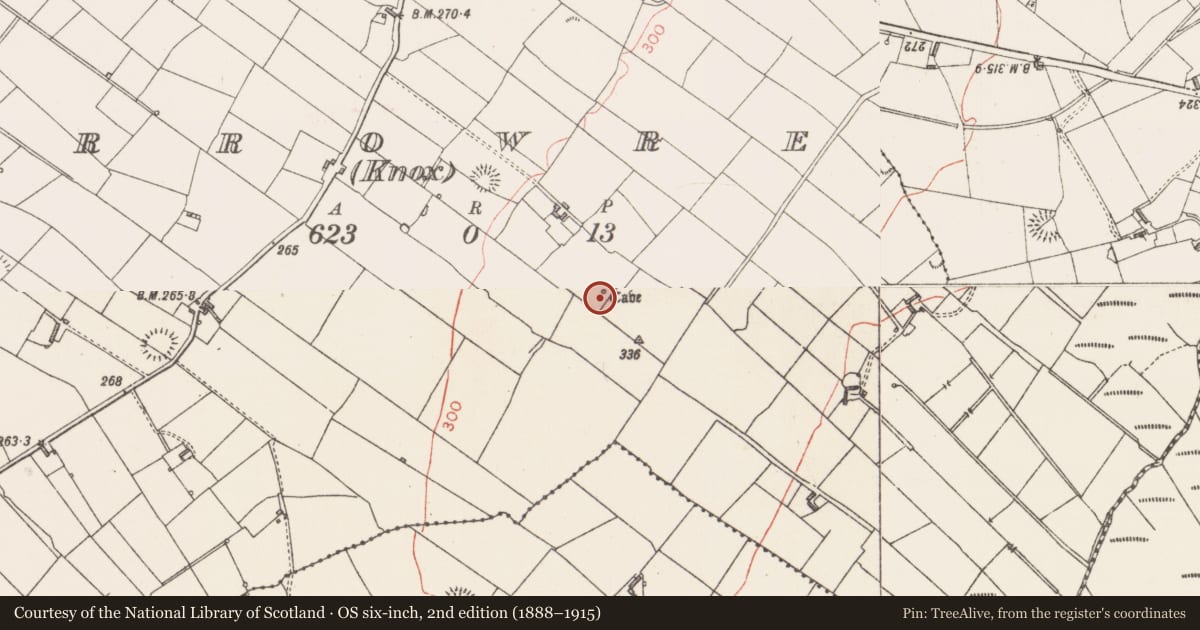 Ordnance Survey six-inch map, 2nd edition (1888–1915) covering the location of Souterrain, Carrowreagh (Knox), County Sligo, with a pin at the register's coordinates