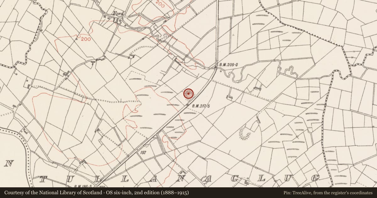Ordnance Survey six-inch map, 2nd edition (1888–1915) covering the location of Ringfort - rath, Tullanaglug, County Sligo, with a pin at the register's coordinates