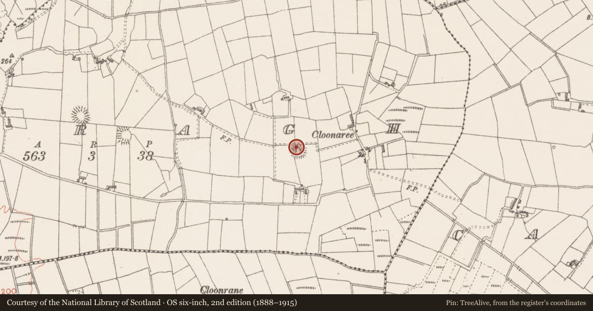 Ordnance Survey six-inch map, 2nd edition (1888–1915) covering the location of Ringfort - rath, Eskragh, County Sligo, with a pin at the register's coordinates