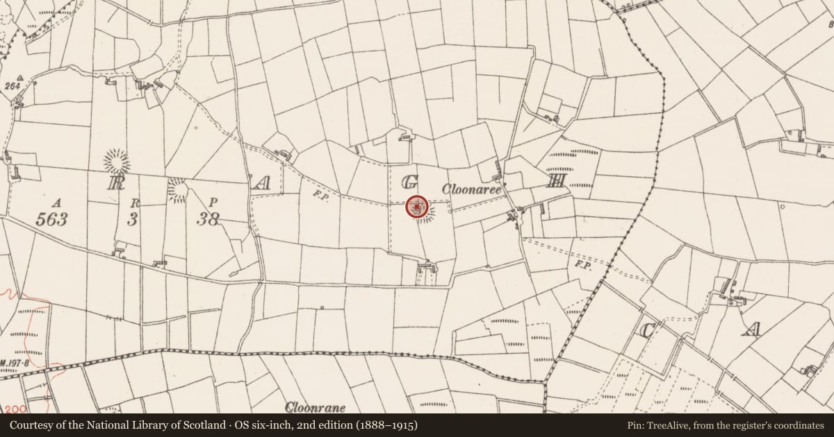 Ordnance Survey six-inch map, 2nd edition (1888–1915) covering the location of Souterrain, Eskragh, County Sligo, with a pin at the register's coordinates