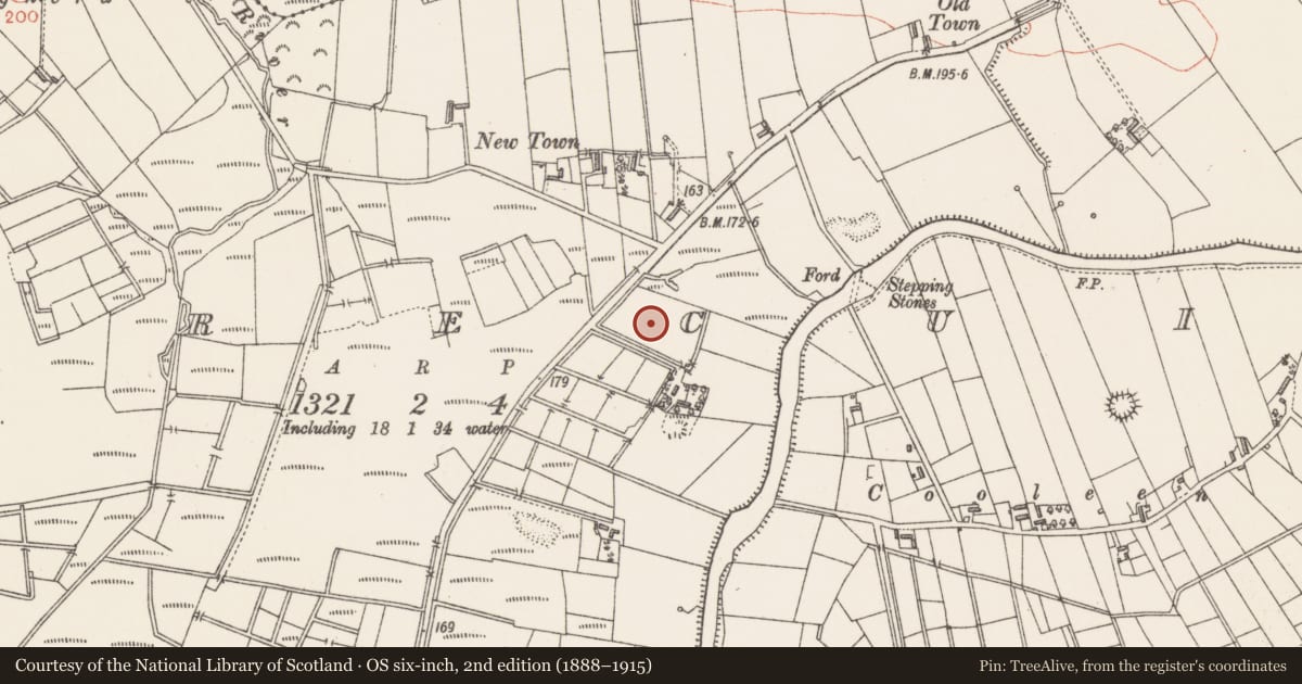 Ordnance Survey six-inch map, 2nd edition (1888–1915) covering the location of Barrow - ditch barrow, Coolrecuill, County Sligo, with a pin at the register's coordinates
