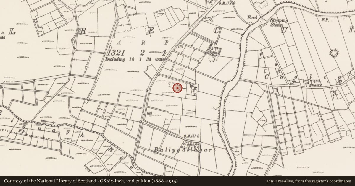 Ordnance Survey six-inch map, 2nd edition (1888–1915) covering the location of Enclosure, Coolrecuill, County Sligo, with a pin at the register's coordinates