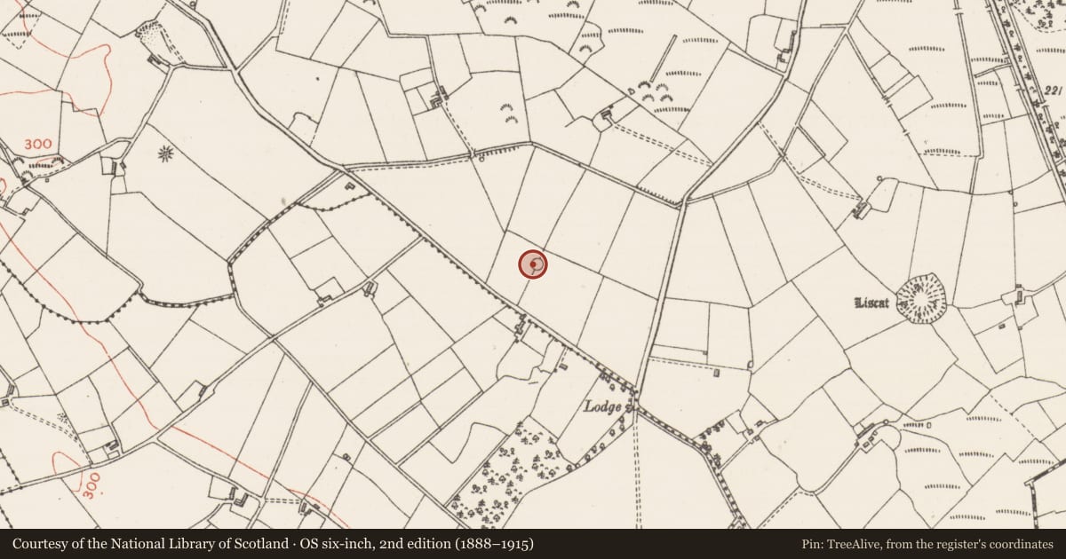 Ordnance Survey six-inch map, 2nd edition (1888–1915) covering the location of Barrow - ring-barrow, Achonry, County Sligo, with a pin at the register's coordinates