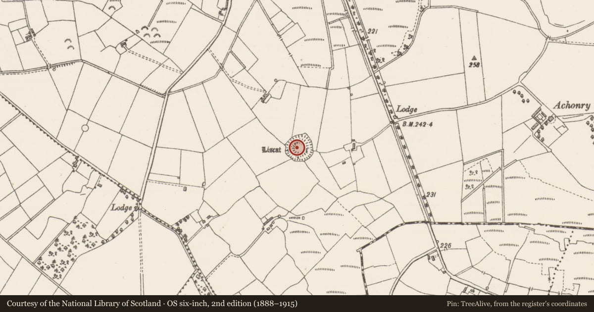 Ordnance Survey six-inch map, 2nd edition (1888–1915) covering the location of Ringfort - rath, Achonry, County Sligo, with a pin at the register's coordinates
