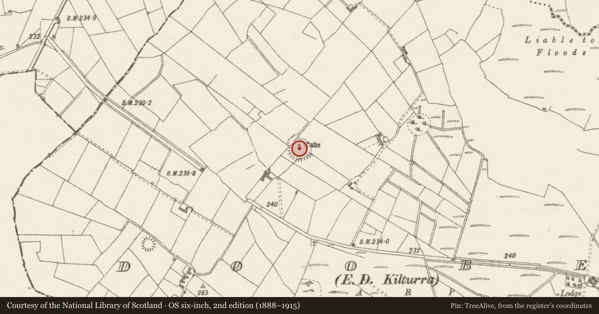 Ordnance Survey six-inch map, 2nd edition (1888–1915) covering the location of Ringfort - rath, Doobeg, County Sligo, with a pin at the register's coordinates