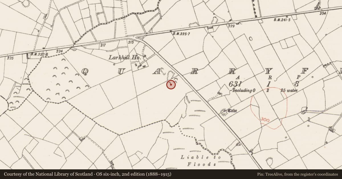 Ordnance Survey six-inch map, 2nd edition (1888–1915) covering the location of Barrow - ring-barrow, Quarryfield, County Sligo, with a pin at the register's coordinates