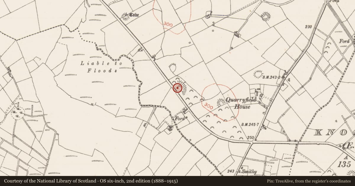 Ordnance Survey six-inch map, 2nd edition (1888–1915) covering the location of Ringfort - rath, Quarryfield, County Sligo, with a pin at the register's coordinates