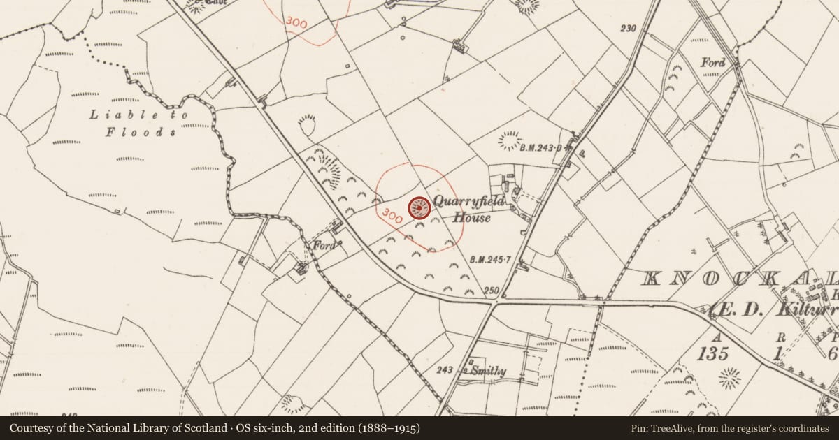 Ordnance Survey six-inch map, 2nd edition (1888–1915) covering the location of Ringfort - rath, Quarryfield, County Sligo, with a pin at the register's coordinates