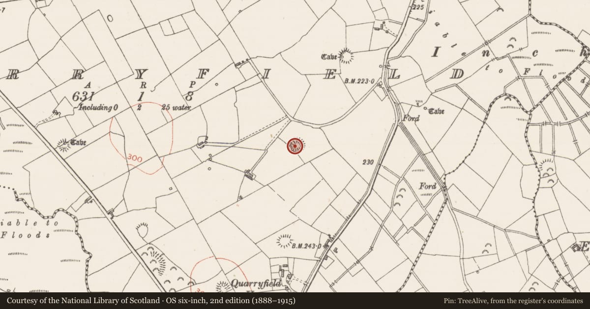 Ordnance Survey six-inch map, 2nd edition (1888–1915) covering the location of Ringfort - rath, Quarryfield, County Sligo, with a pin at the register's coordinates