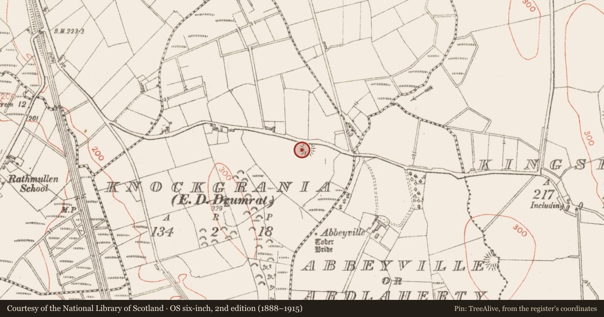 Ordnance Survey six-inch map, 2nd edition (1888–1915) covering the location of Ringfort - rath, Knockgrania, County Sligo, with a pin at the register's coordinates