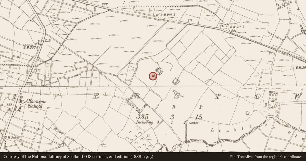 Ordnance Survey six-inch map, 2nd edition (1888–1915) covering the location of Enclosure, Riverstown, County Sligo, with a pin at the register's coordinates